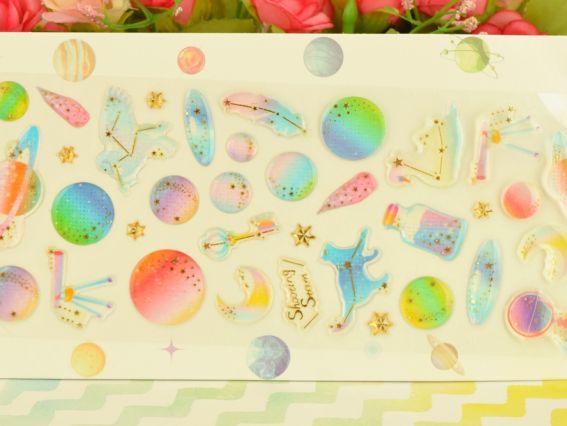 Наклейки объемные Созвездия и планеты №1 радужные тона Наклейки объемные Созвездия и планеты №1 радужные тона