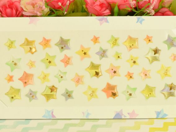 Наклейки объемные Звездочки-1 в желтых, розовых, салатовых тонах Наклейки объемные Звездочки-1 в желтых, розовых, салатовых тонах