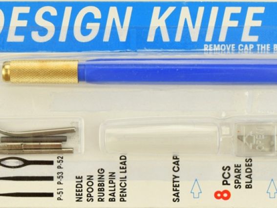 Ніж макетний C-604P, пластикова ручка, 8 змінних лез та 4 насадки, DAFA