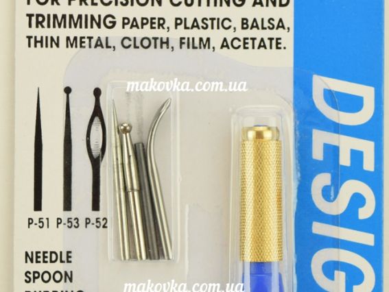 Ніж макетний C-604P, пластикова ручка, 8 змінних лез та 4 насадки, DAFA