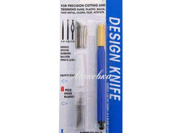 Макетный нож с пластиковой ручкой С-604P DAFA, 8 сменных лезвий и 4 насадки Макетный нож с пластиковой ручкой С-604P DAFA, 8 сменных лезвий и 4 насадки