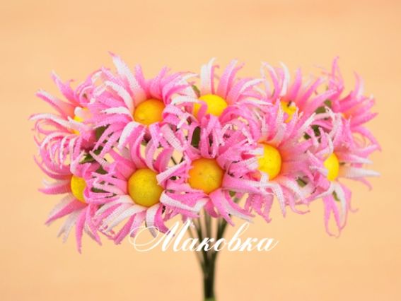 Ромашки Розовые тканевые, 12 шт/уп Ромашки Розовые тканевые, 12 шт/уп