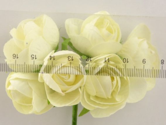 Набор тканевых роз, 6 шт/уп Молочные