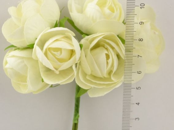 Набор тканевых роз, 6 шт/уп Молочные