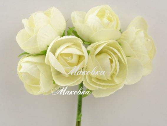 Набор тканевых роз, 6 шт/уп Молочные Набор тканевых роз, 6 шт/уп Молочные