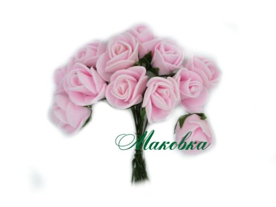 Розочки из фоамирана, БЛЕДНО-РОЗОВЫЕ, 12 шт/уп Розочки из фоамирана, БЛЕДНО-РОЗОВЫЕ, 12 шт/уп