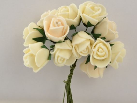 Розочки из фоамирана, 18-22 мм кремовые, 12 шт/уп Розочки из фоамирана, 18-22 мм кремовые, 12 шт/уп