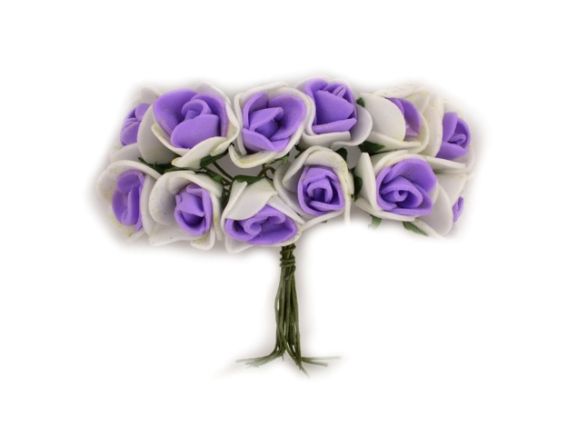 Трояндочки з фоамірана Двобарвні, 15-20 мм Бузково-білі, 12 шт / уп Трояндочки з фоамірана Двобарвні, 15-20 мм Бузково-білі, 12 шт / уп