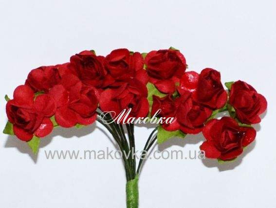 Набір трояндочок 15 мм, Червоні, 12 шт