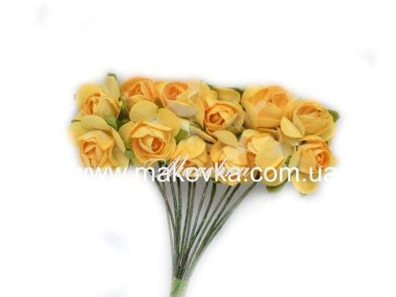 Набір трояндочок 15 мм, Жовті, 12 шт