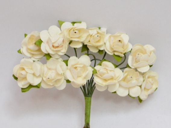 Набір паперових трояндочок 15 мм, Кремові, 12 шт