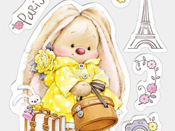 Набор штампов Paris, Рaris ... (Зайка с чемоданами) SCB4902003, ScrapBerry's Набор штампов Paris, Рaris ... (Зайка с чемоданами) SCB4902003, ScrapBerry's