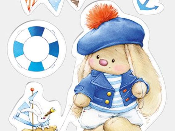 Набор штампов Морская прогулка (зайчик с корабликом) SCB4902004, ScrapBerry's Набор штампов Морская прогулка (зайчик с корабликом) SCB4902004, ScrapBerry's