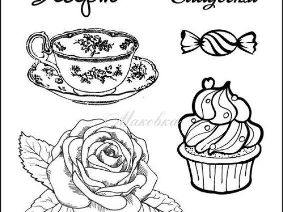 Набор штампов Сладости. Десерт, SCB4904006, ScrapBerrys Набор штампов Сладости. Десерт, SCB4904006, ScrapBerrys