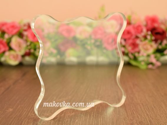 Акриловый блок для удержания штампов квадрат фигурный. 9,5см  Акриловый блок для удержания штампов квадрат фигурный. 9,5см 