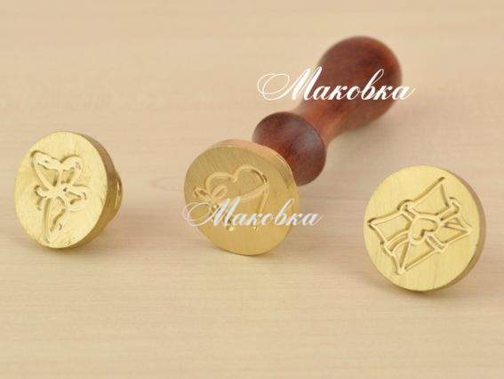 Набор печатей Сердце, бабочка, письмо, 5-11311, деревянная ручка Набор печатей Сердце, бабочка, письмо, 5-11311, деревянная ручка