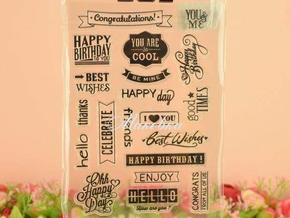 Набор штампов 41565 написи Happy, Hello и картки силиконовый Набор штампов 41565 написи Happy, Hello и картки силиконовый