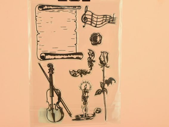 Набор штампов 41565 Музичні (скрипка, троянда), силиконовый Набор штампов 41565 Музичні (скрипка, троянда), силиконовый