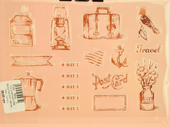 Набор штампов 41565 Відпустка (DAY, валіза, птах), силиконовый Набор штампов 41565 Відпустка (DAY, валіза, птах), силиконовый