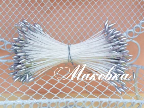 Тычинки двухсторонние Серебро (капля) 55х1 мм, Scrap Berrys SCB2301111 Тычинки двухсторонние Серебро (капля) 55х1 мм, Scrap Berrys SCB2301111