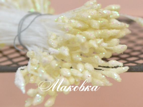 Тычинки двухсторонние с блестками Кремовые, Scrap Berrys SCB2316021 Тычинки двухсторонние с блестками Кремовые, Scrap Berrys SCB2316021