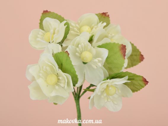 Букет яблочного цвета, тканевые цветы 6 шт, белый Букет яблочного цвета, тканевые цветы 6 шт, белый