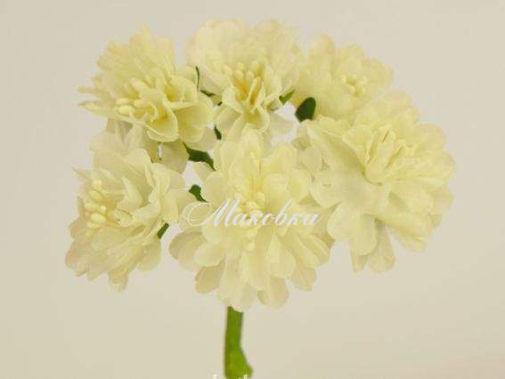 Набор ГВОЗДИКИ с тычинками, 3,5см, тканевые, 6 шт, ВАНИЛЬНЫЕ Набор ГВОЗДИКИ с тычинками, 3,5см, тканевые, 6 шт, ВАНИЛЬНЫЕ