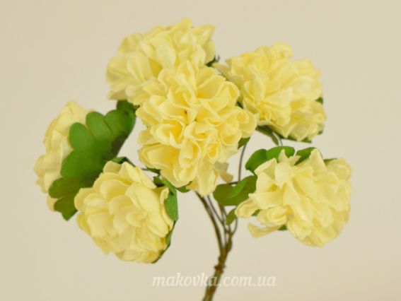 Хризантемы бумажные, букетик из 6 шт, ВАНИЛЬНЫЕ Хризантемы бумажные, букетик из 6 шт, ВАНИЛЬНЫЕ