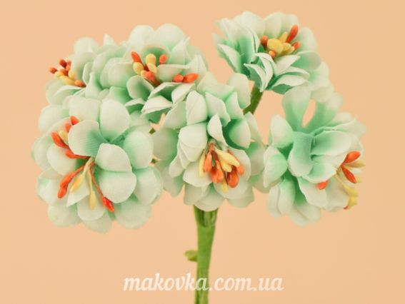 Цветы ХРИЗАНТЕМЫ с тычинками БЕЛО-ЗЕЛЕНЫЕ, 3см, 6шт, тканевые  Цветы ХРИЗАНТЕМЫ с тычинками БЕЛО-ЗЕЛЕНЫЕ, 3см, 6шт, тканевые 