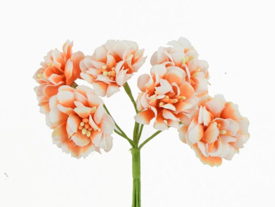 Квіти ХРИЗАНТЕМИ з тичинками БІЛО-Абрикосові, 3см, 6шт, тканинні  Квіти ХРИЗАНТЕМИ з тичинками БІЛО-Абрикосові, 3см, 6шт, тканинні