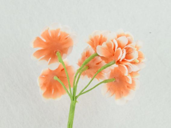 Набір тканинних квітів ХРИЗАНТЕМИ з тичинками БІЛО-Абрикосові, 3см, 6шт,