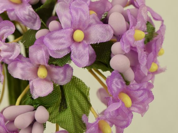 Декоративний букетик НЕЗАБУДКИ з тичинками, 12 гілочок, з тканини, СІРЕНЕВОГО кольору