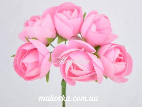Пионы тканевые, бутон 3,5 см, букетик 6 шт, розовые Пионы тканевые, бутон 3,5 см, букетик 6 шт, розовые
