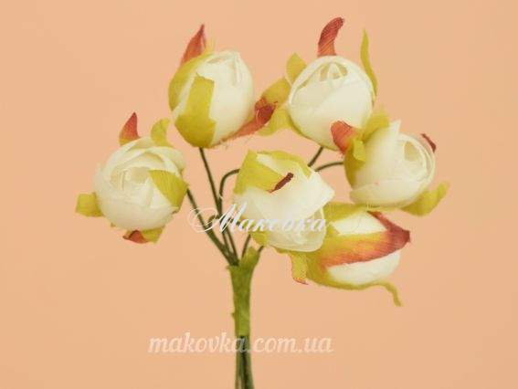 Бутоны ПИОНОВ, тканевые, 1,5 см, 6шт, БЕЛЫЕ Бутоны ПИОНОВ, тканевые, 1,5 см, 6шт, БЕЛЫЕ