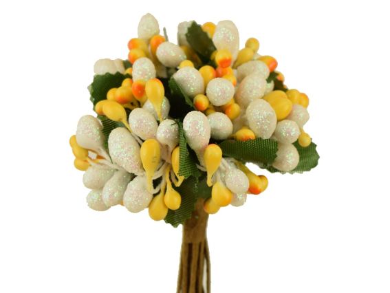 Букетик Разноцвет крупный Желто-белый с блеском  Букетик Разноцвет крупный Желто-белый с блеском 