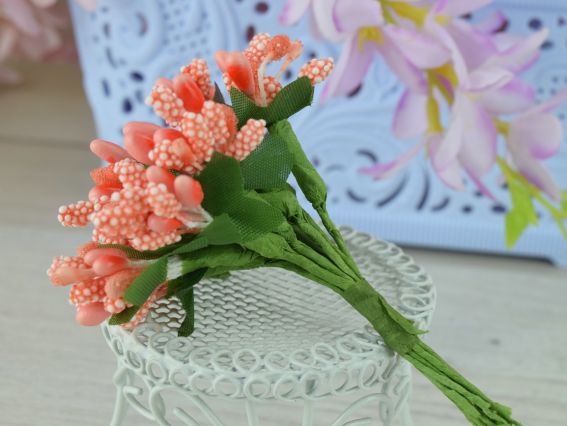 Букетик Різноквіт абрикосовий 04 (з різних елементів),  8,5см,