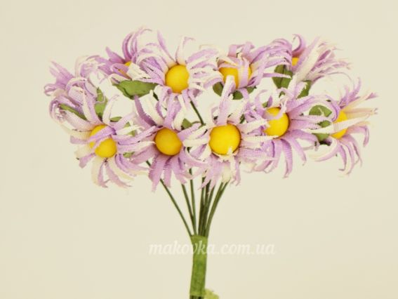 Ромашки двоколірні БУЗКОВІ тканинні, 10 шт/уп Ромашки двоколірні БУЗКОВІ тканинні, 10 шт/уп