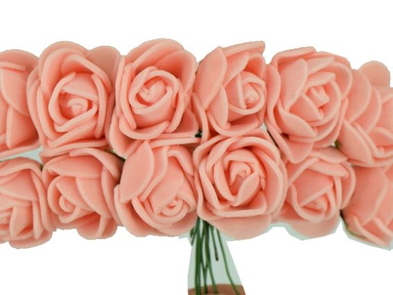 Розочки из фоамирана, персиковые, 12 шт/уп Розочки из фоамирана, персиковые, 12 шт/уп