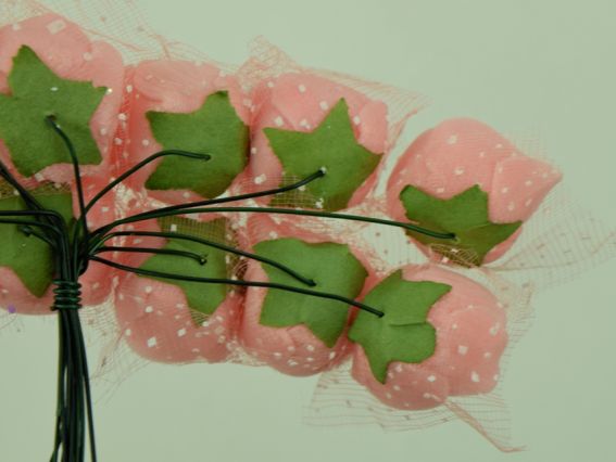 Латексные розочки из фоамирана с фатином, ПЕРСИКОВЫЕ, 12 шт/уп