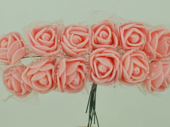 Трояндочки з фоамірана з Фатином, ПЕРСИКОВІ, 12 шт/уп