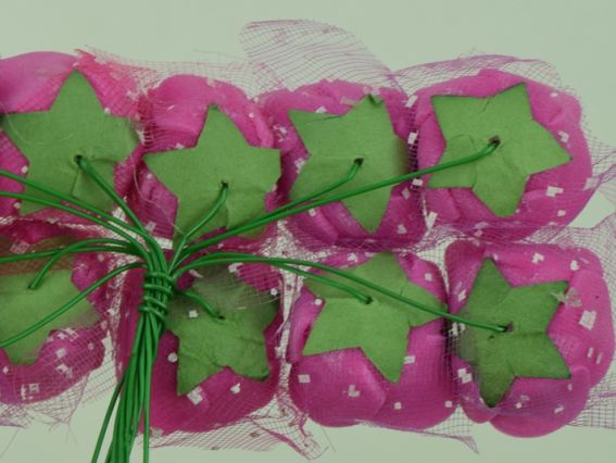 Латексні трояндочки з фоамірану з фатином, МАЛИНОВІ, 12 шт/уп