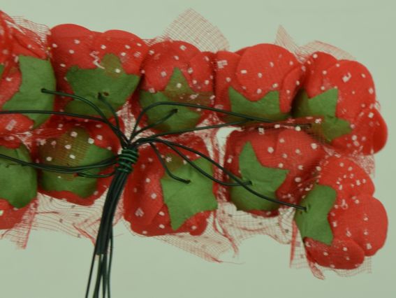 Латексні трояндочки з фоамірану з фатином, ЧЕРВОНІ, 12 шт/уп