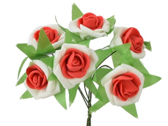 Трояндочки з фоама 25-30мм двоколірні закручені, 5634-1-14 БІЛО-ЧЕРВОНІ, 6 шт/уп Трояндочки з фоама 25-30мм двоколірні закручені, 5634-1-14 БІЛО-ЧЕРВОНІ, 6 шт/уп