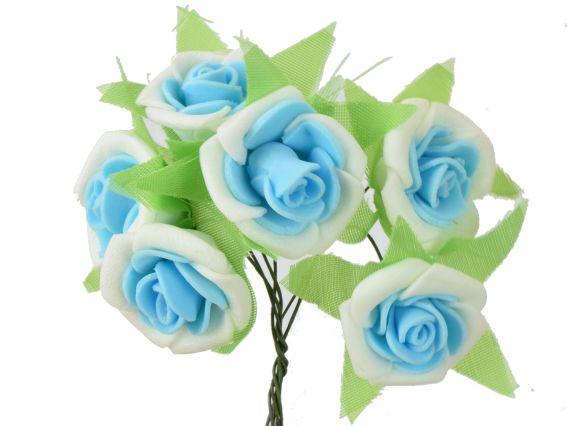 Трояндочки з фоама 25-30мм двоколірні закручені, 5634-1-14 БІЛО-Блакитні, 6 шт/уп Трояндочки з фоама 25-30мм двоколірні закручені, 5634-1-14 БІЛО-Блакитні, 6 шт/уп