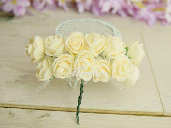 Трояндочки з фоамірану з Фатіном, Блідо Персикові, 12 шт/уп Трояндочки з фоамірану з Фатіном, Блідо Персикові, 12 шт/уп