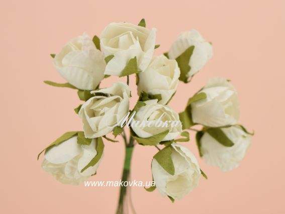 Розы в бутонах полуоткрытые, бумажные, БЕЛЫЕ пучок 10 шт Розы в бутонах полуоткрытые, бумажные, БЕЛЫЕ пучок 10 шт