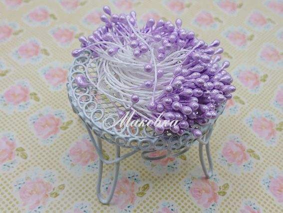 Тычинки декоративные гладкие СИРЕНЕВЫЕ, 1 пучок