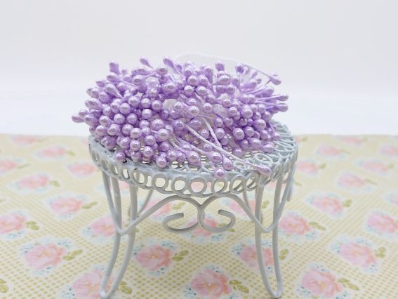 Круглые декоративные тычинки для цветов СИРЕНЕВЫЕ, 1 пучок