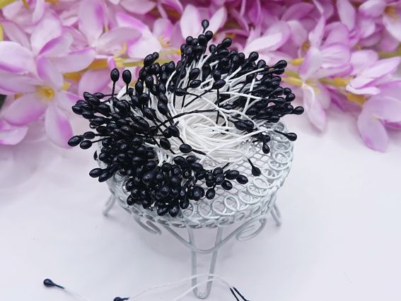 Круглые декоративные тычинки для цветов ЧЕРНЫЕ, 1 пучок