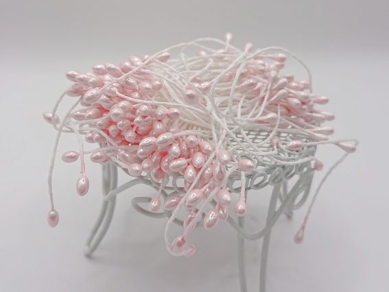 Круглі декоративні тичинки для квітів  РОЖЕВІ, 1 пучок